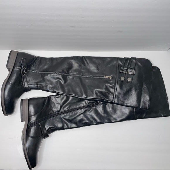 Maurices Womens Black Faux Leather Over The Knee Boots - Picture 1 of 6